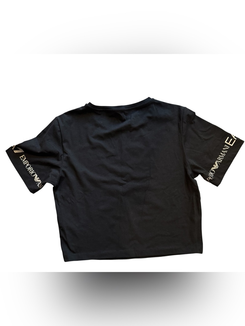 Emporio Armani Black Cropped EA7 Logo Tee - Picture 3 of 3